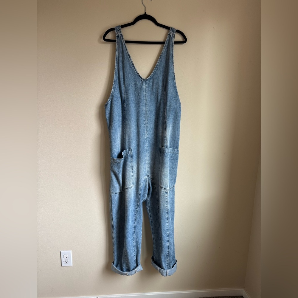 Free People Denim High Roller Jumpsuit